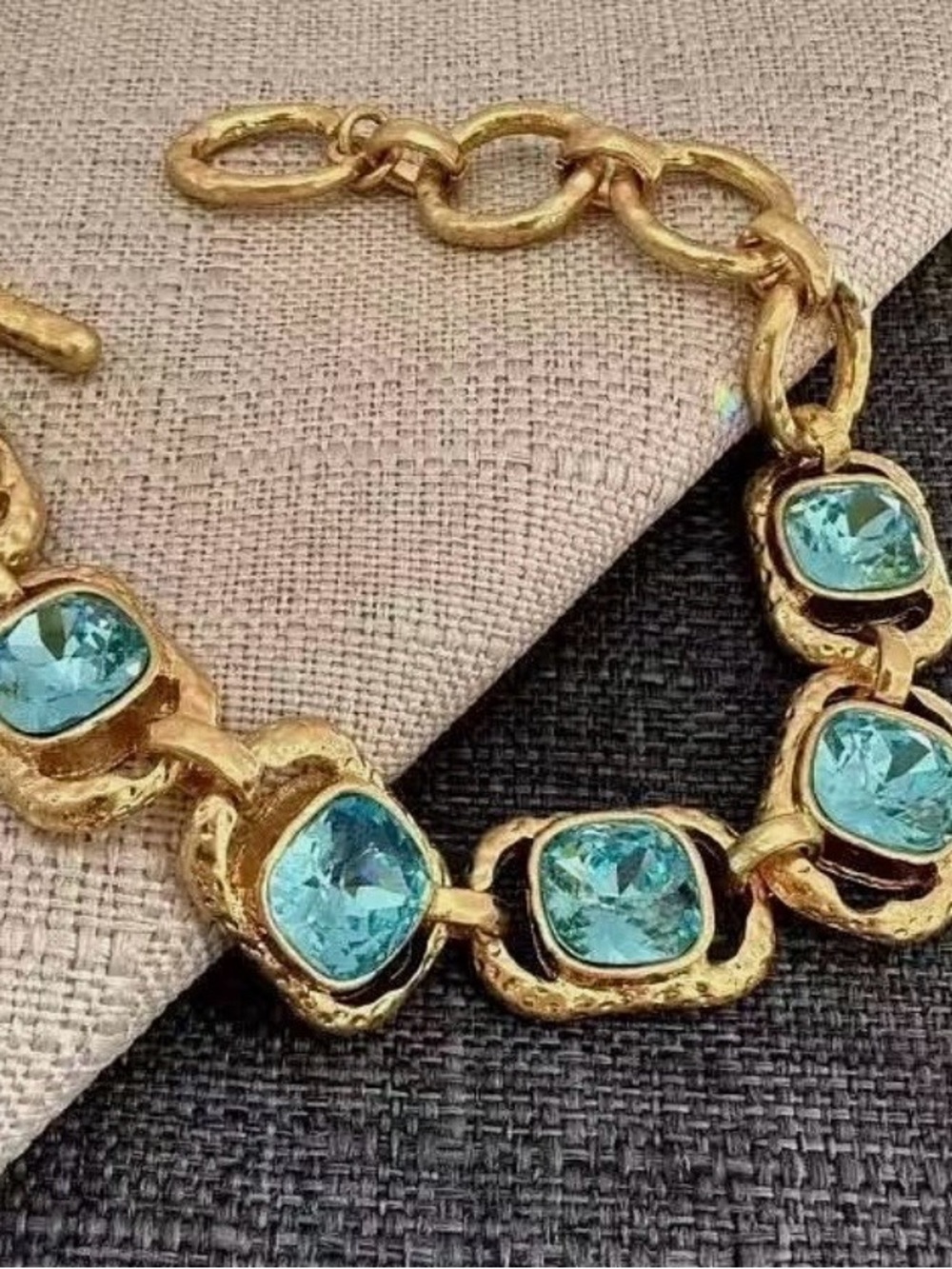 Oscar de la Renta Vintage Green Cryst Zircon Bracelet Genuine Gold Plated - Picture 3 of 10